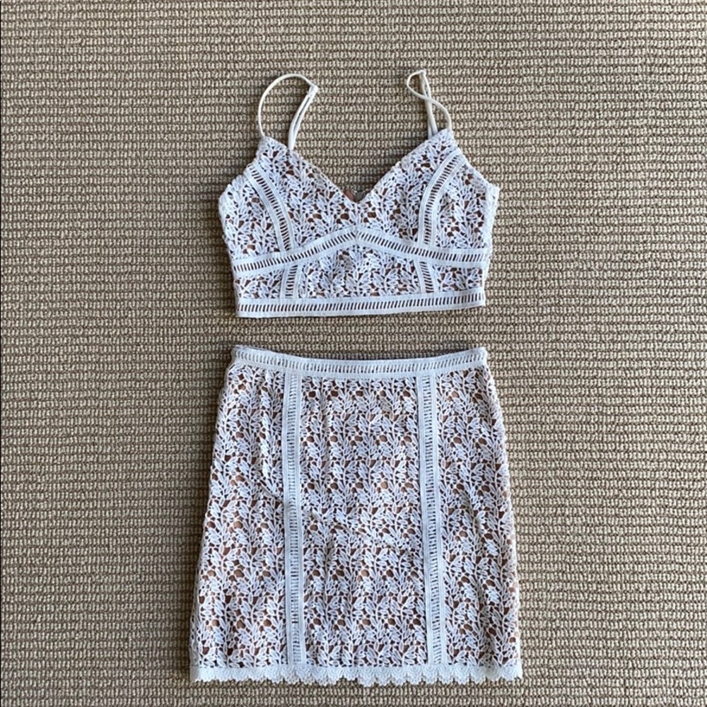 Kendall + Kyle white and nude laced set